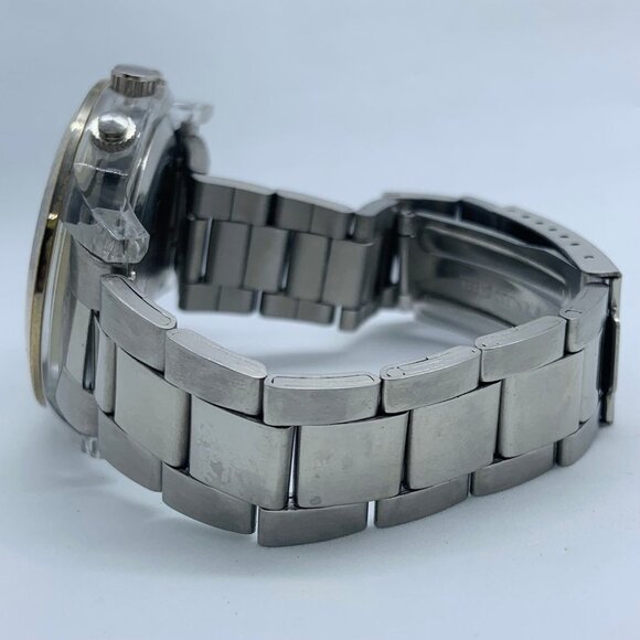 Bay studio men watch 38mm clear plastic case Quartz analog gold tone bezel runs - Picture 3 of 6